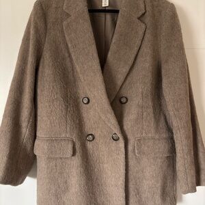 H&M Double-Breasted Taupe Blazer Coat